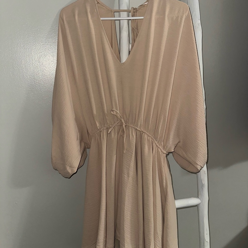 Peach Love California Cream V-Neck Dress